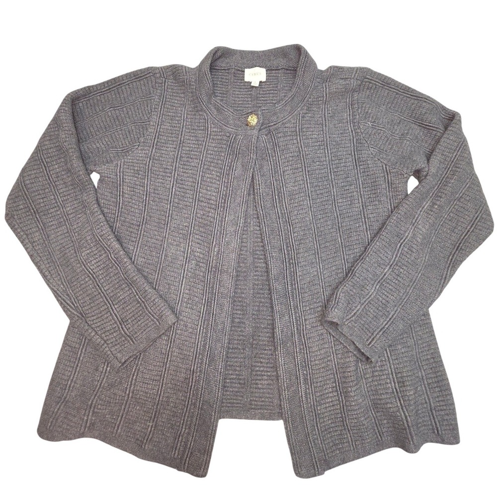 Cyrus Womens Ribbed Knit Cardigan Charcoal Gray Single Button C732527 L